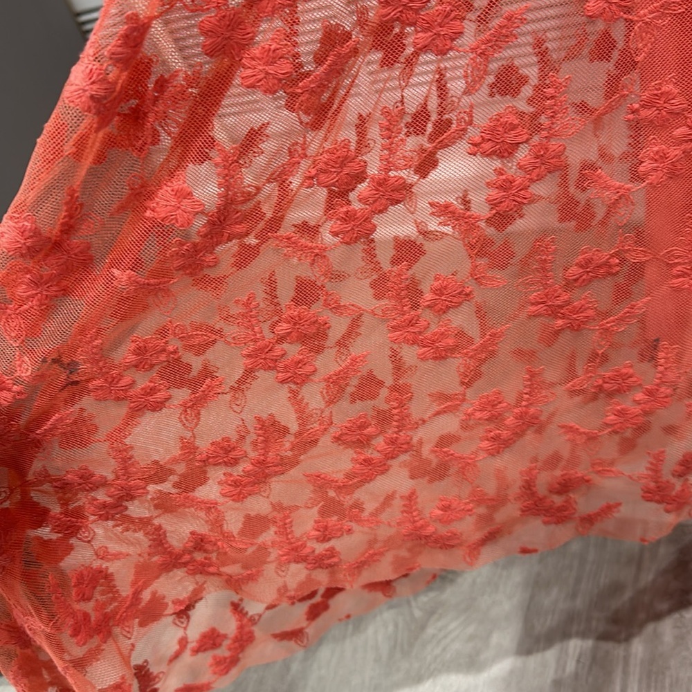 Free People Coral Flower Embroidered Tiered Lace Open Back Maxi Dress - 4 - Picture 9 of 15